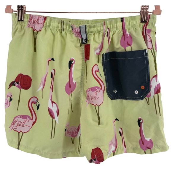 Men's Size Small/Medium Multi-Colored Flamingo Print Swum Trunk Shorts - Picture 2 of 5